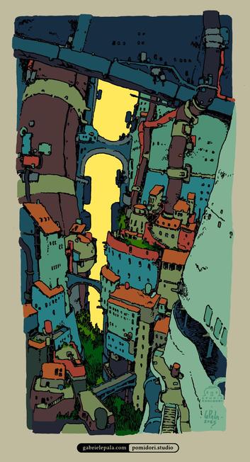 Illustration of a megastructure city