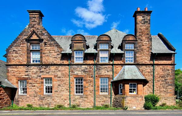 A 17th Century Scots style red sandstone Victorian building.