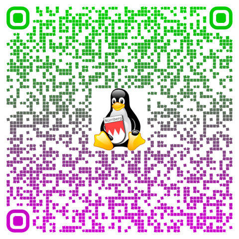 Ein QR-Code mit unserem Franken-Tux in der Mitte. Dort sind die Eckdaten unseres Beitrages zum LPD 2025.1 abgelegt.