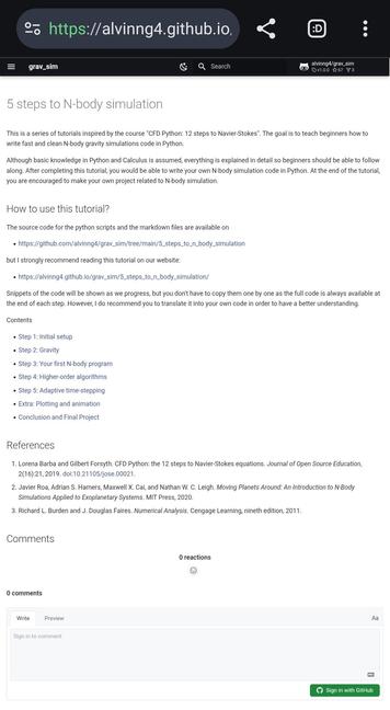 screenshot of website