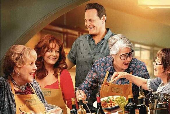 Susan Sarandon, Vince Vaughn, Lorraine Bracco, Talia Shire, and Brenda Vaccaro in Nonnas