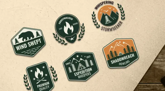 This set of vintage logo badges is available as fully editable vector graphics for stunning outdoor retro designs.
