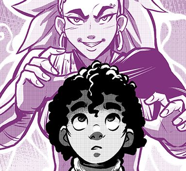A ghost of a woman hanging over a boy