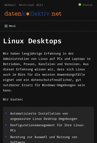 Ausschnitt von der Webseite https://www.datenkollektiv.net/angebote/administration/linux_desktop