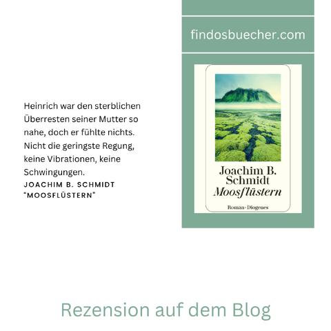 Joachim B. Schmidt Buchcover Moosflüstern Diogenes Verlag