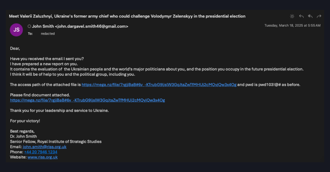 Follow-up phishing email from TA406.