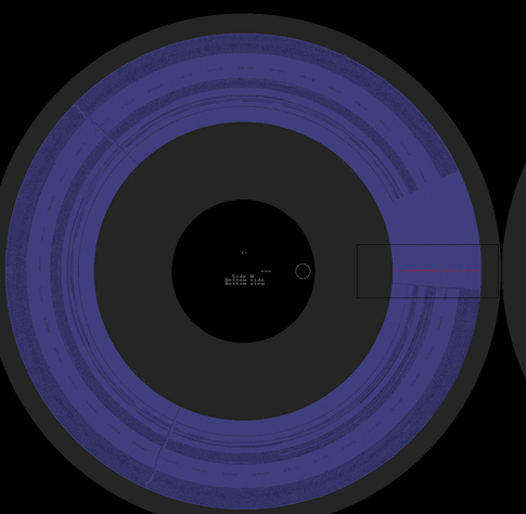 screenshot of a floppy disk emulator (HxC Floppy Emulator) displaying raw flux data on a disk