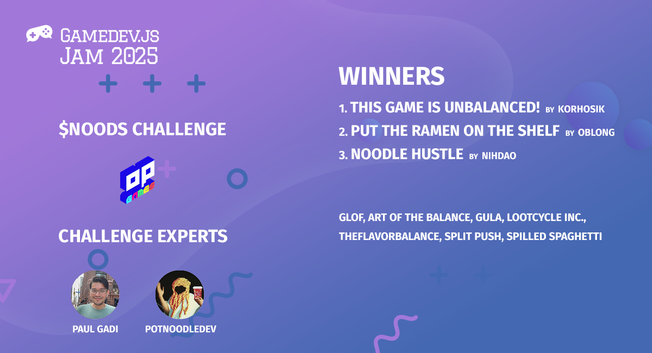 Winners of the $Noods challenge in Gamedev.js Jam 2025