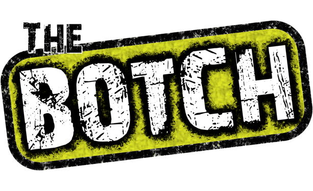 The logo for The Botch, showing the words 'The Botch' over a yellow and black striped danger tape pattern.