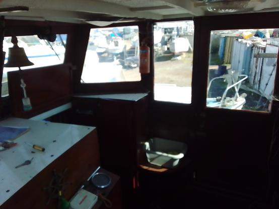 Looking into the wheelhouse from the port side door