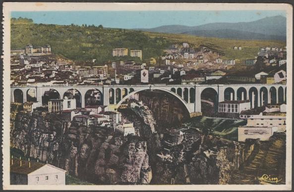 Printed colour postcard showing a general view of Constantine in Algeria.

Published by Combier Imprimeur Macon, CIM, not numbered, c.1950s.

Postally unused.

Very good condition, with slight corner bumps.