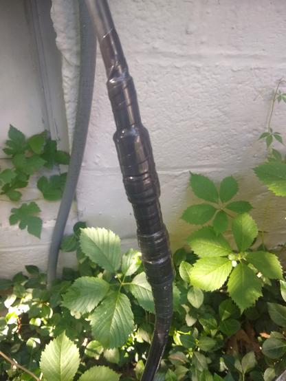 The cable and connectors have been wrapped in self-amalgamiting tape