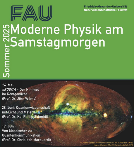 Poster für die Vortragsreihe, mit der Milchstrasse im Hintergrund