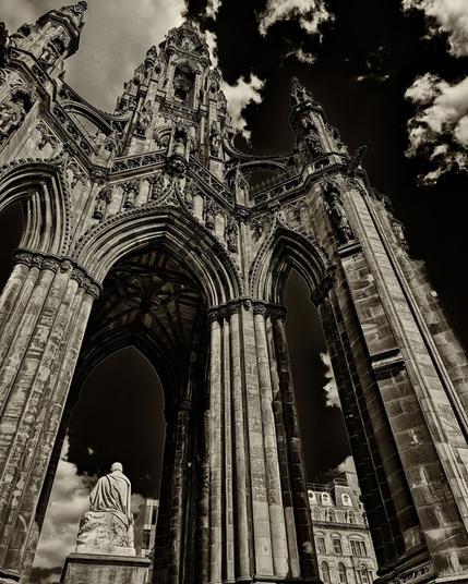 Looking up at Scott Monument