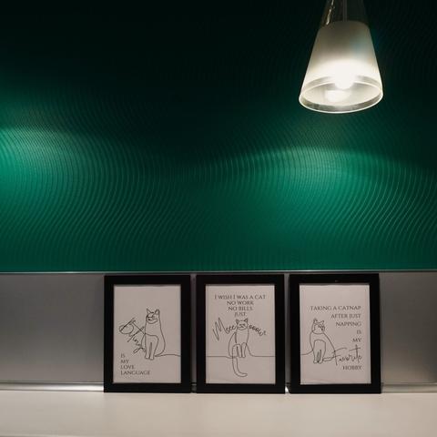 Set of 3 digital download prints. All 3 pieces create an illusion of 1 continuous art made by a single line. Each piece has a different quote: "Biting is my love language", I wish I was a cat. No work, no bills, just Meow" and "Taking a catnap after just napping is my favorite hobby".