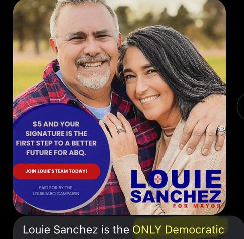 Text message from candidate claiming to be the ONLY Democratic choice on the ballot.