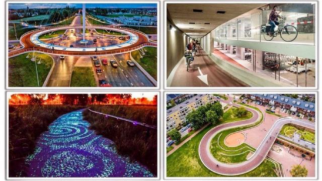 Images of Dutch urban biking infrastructure. #Dutch