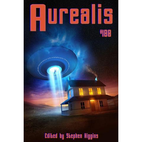 cover of Aurealis 180, spaceship over farm house