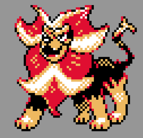 pixel art of pyroar in the pokemon gold/silver style