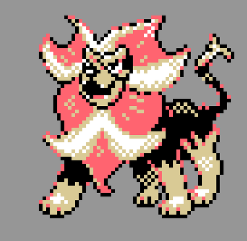 pixel art of shiny pyroar in the pokemon gold/silver style
