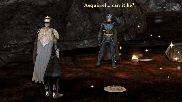 One Elf greets another with "Asquirrel...can it be?"