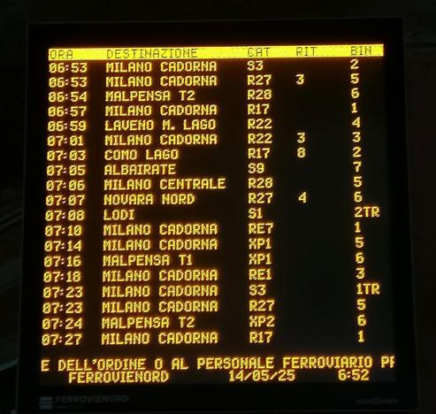 Ritardini stupidini sparsi per Cadorna, Novara e, ovviamente, il meno stupidino e più consistente verso Como.