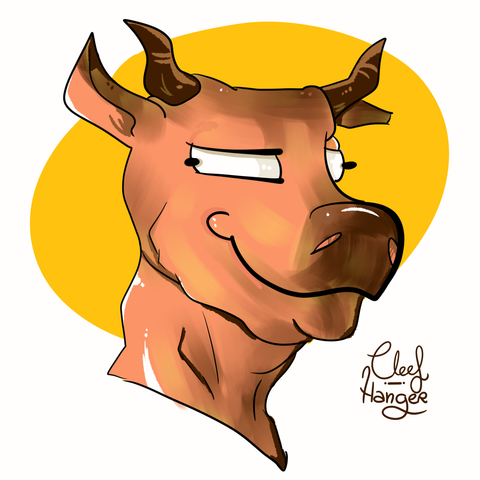Silly faced orange cow.