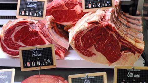 Red meat for sale at a stall at the Victor Hugo market in downtown Toulouse on December 27, 2014.