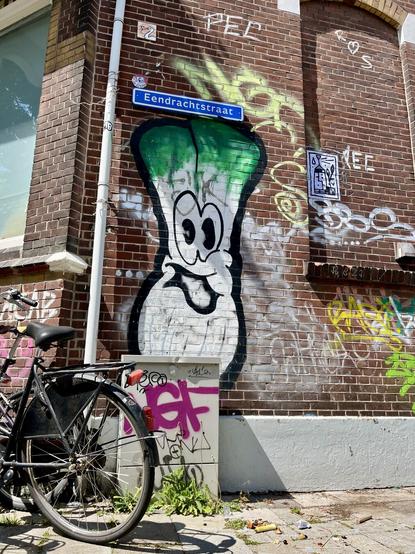 Graffiti and streetart on brickwall