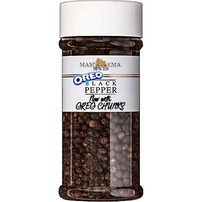 pepper glass
"black pepper, now with oreo chunks"