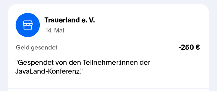 Screenshot der Spende