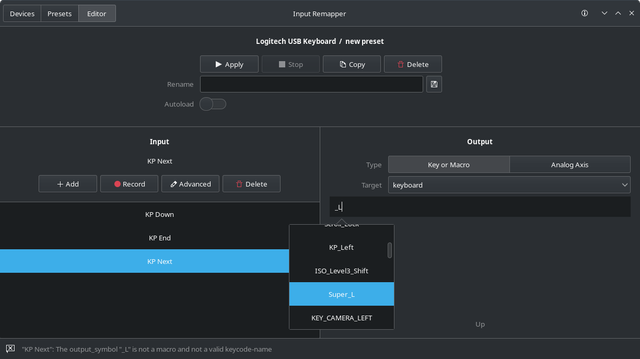 Input Remapper. Editing keyboard shortcuts. Screenshot taken from the official website