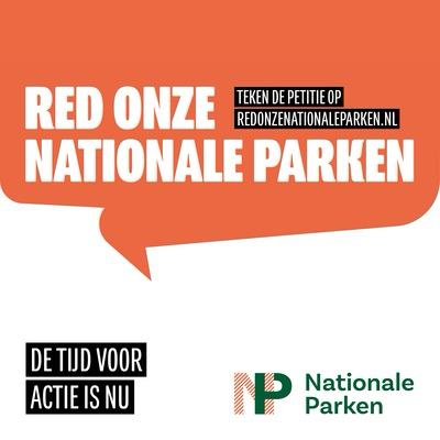 Een logo bij de petitie om te tekenen voor de Nationale Parken.