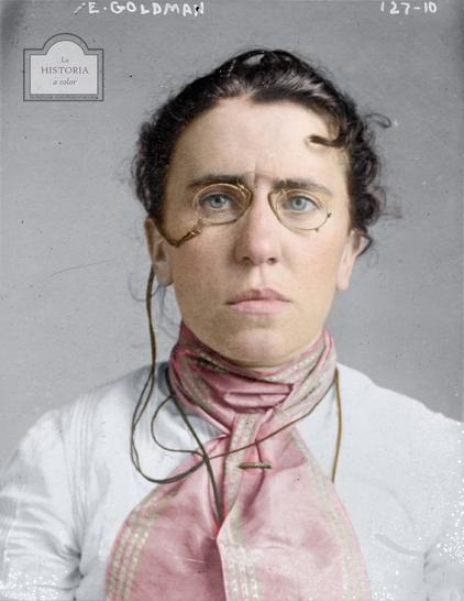 Porträt Emma Goldman, nachträglich koloriert; Quelle: La Historia a Color
