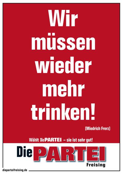 Sharepic mit der Aufschrift "Wir müssen wieder mehr trinken!"