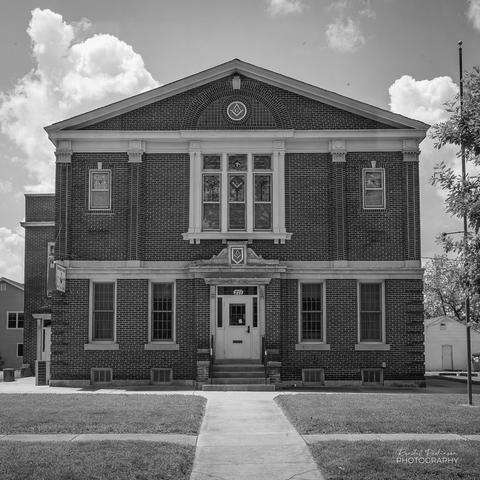 Two story brick Masonic Lodge Building.