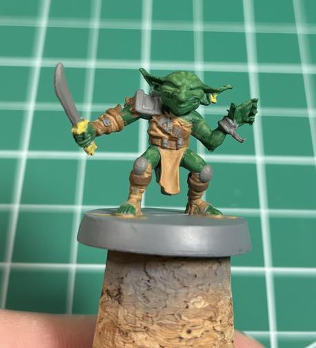 Hero Quest goblin, base painted. Front.