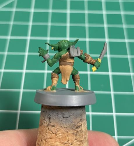 Hero Quest goblin, base painted. Back.
