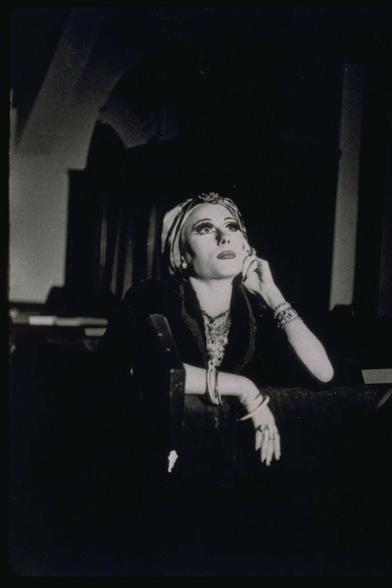 Pic of Mink Stole in church on the set of Multiple Maniacs, 1970 film by John Waters