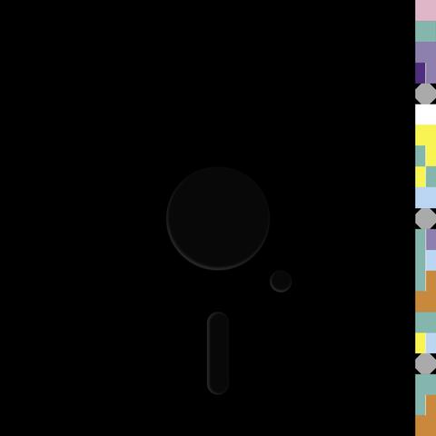 The cover for New Order's classic "Blue Monday". A black sleeve with cutout holes to resemble a floppy disk. A colour coded bar is printed to the far left.