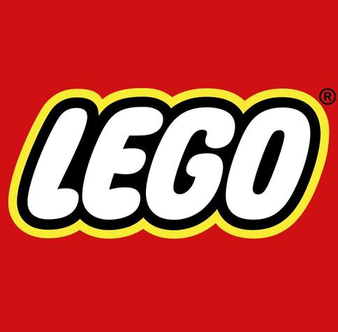 Logo der Marke LEGO, mit dem Schriftzug "LEGO" in großen, auffälligen Buchstaben auf einem roten Hintergrund.