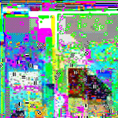 Really colourful glitched square image