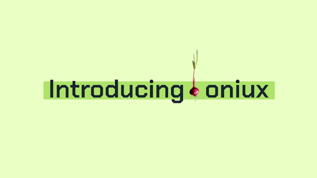 The cover image of the blog post, which is the text "Introducing oniux" with an onion between "Introducing" and "oniux"