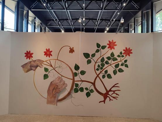 Imagen munumental de bordado de plantas
