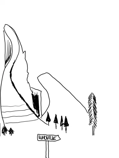 Digitally inked pencil sketch of Mt. Crumpit from the Grinch for the Mythical mountain prompt at #dailysketchingworkout