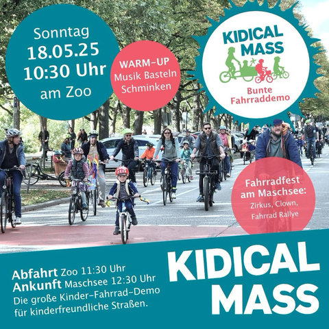 Plakat zur Kids Critical Mass am Tag der RadDemo des ADFC Region Hannover
