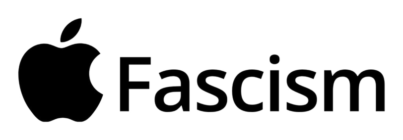 apple logo but it says fascism