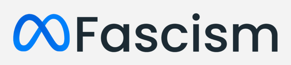 meta/facebook logo but it says fascism