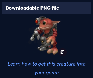 sporewiki screenshot
header: downloadable png file
image: the grox 3d model. he's just sort of standing there
subtitle: learn how to get this creature into your game