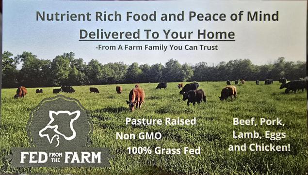 A business card from the farm we use. The name is Fed from the Farm.